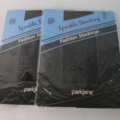 Bundle Parklane Black Stockings Sheer H&T Vintage (2) Two Pairs Size Long